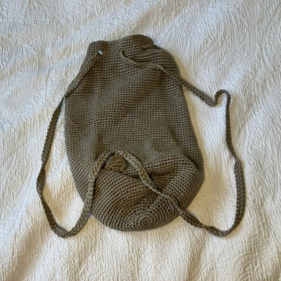 Tan Crochet Backpack Style Bag - Picture 2 of 5